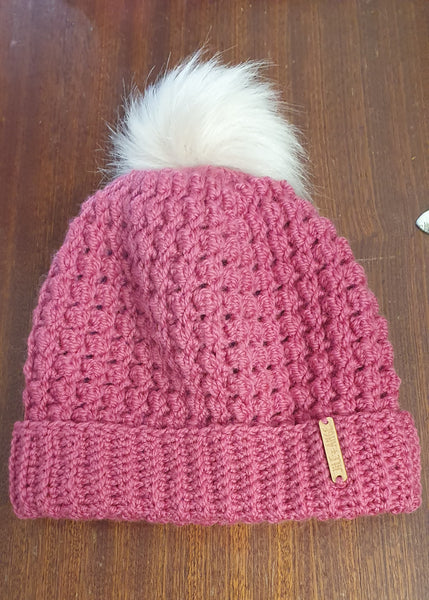 Beanie - Raspberry - Pure Wool NZ Corriedale - Adult size