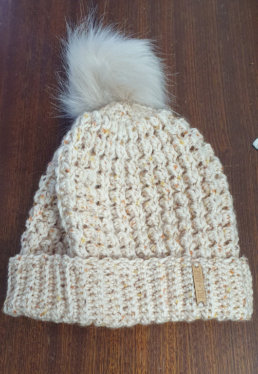 Beanie - Oatmeal with Fleck - wool  - Adult size