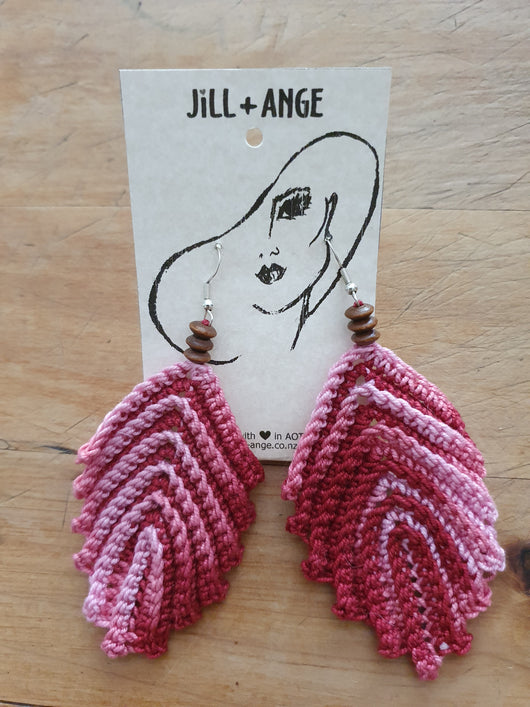 Burgundy Crochet Earrings